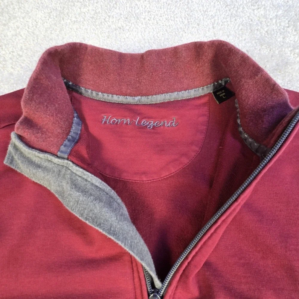 Horn Legend 1/4 Zip‎ Pullover Mens Large Burgundy Supima Cotton Spandex